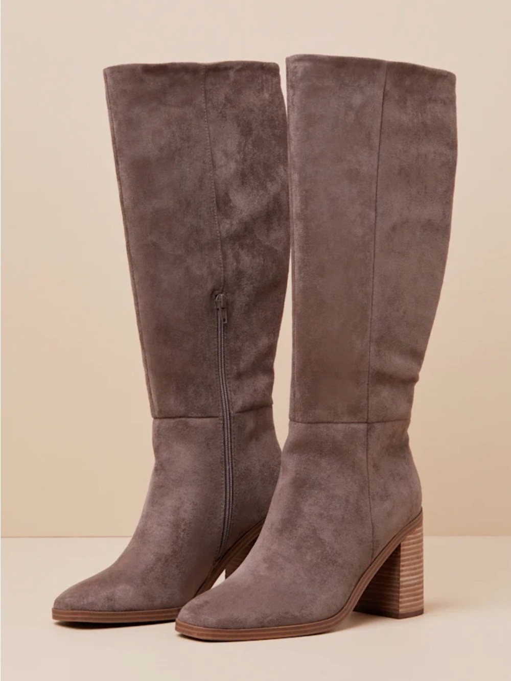 Women's Dolce Vita Mushroom Suede Knee-High Block Heel Boots